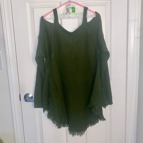 Fringe Cold Shoulder Sweater - Picture 2 of 8